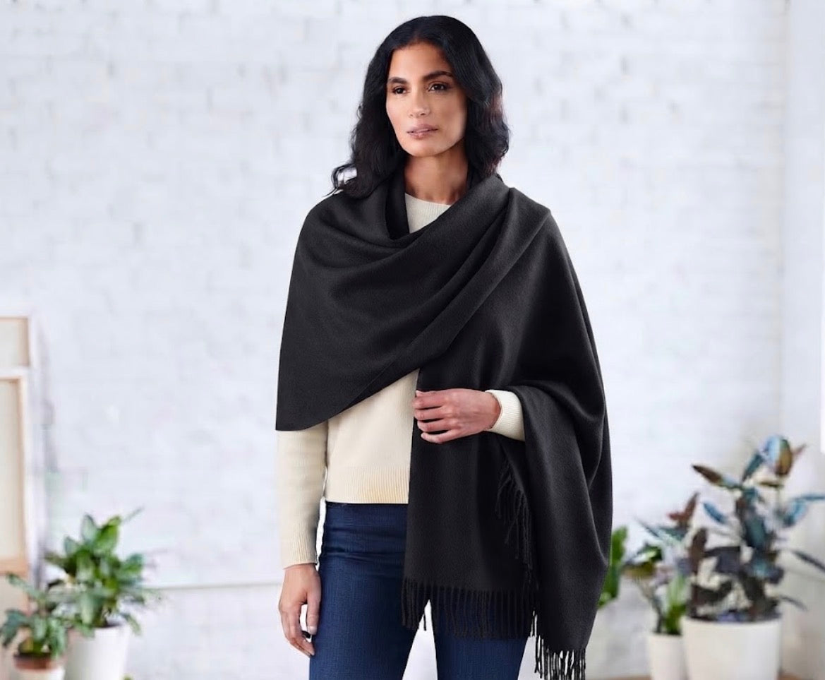 Wool-Blend Shawl - Large - Black