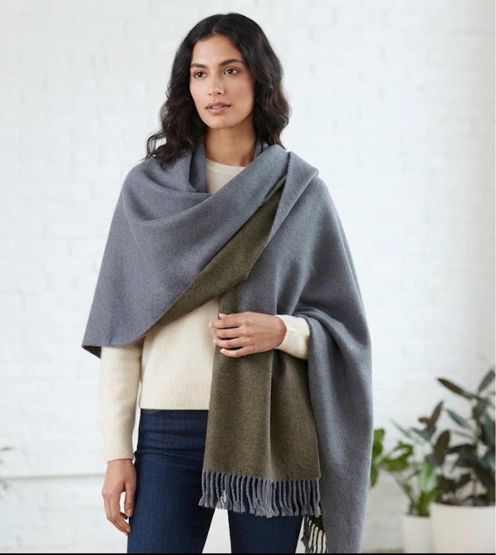Wool-Blend Shawl - Large - Heather Gray