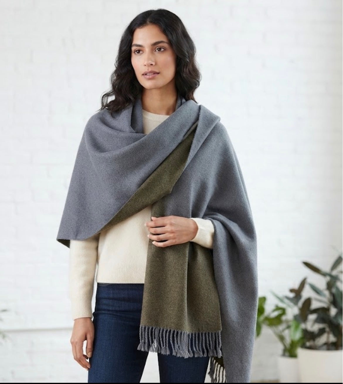 Wool-Blend Shawl - Large - Black