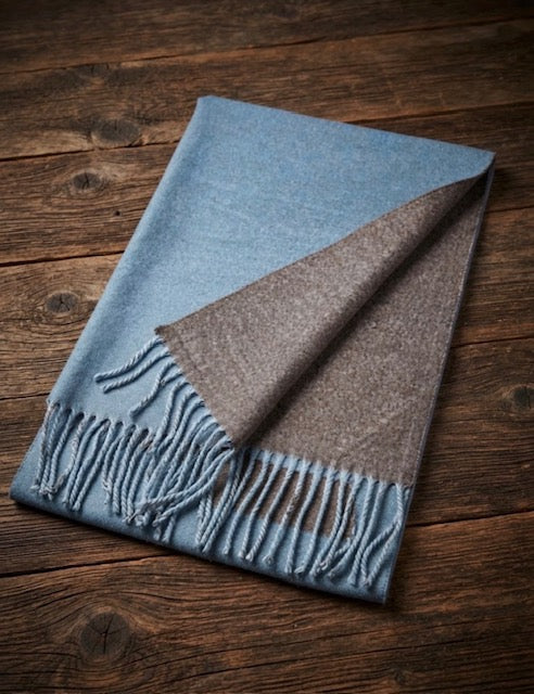 Wool-Blend Shawl - Large - Misty Blue
