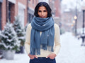 Wool-Blend Shawl - Large - Misty Blue